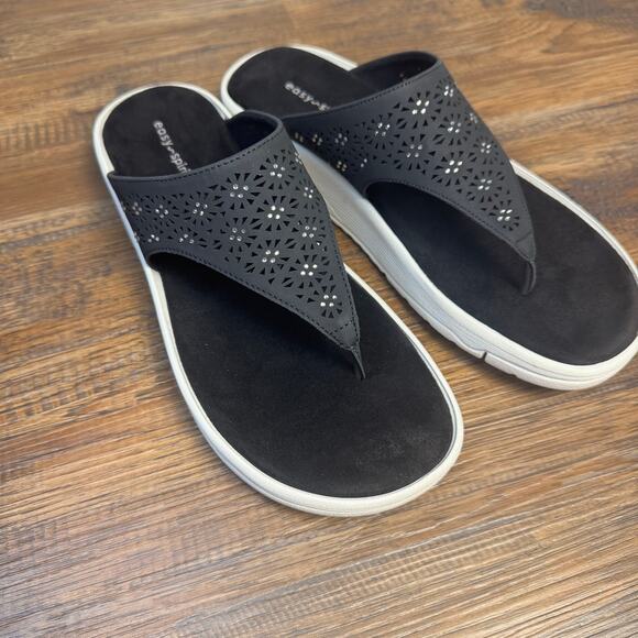 Easy Spirit RHEE3-HS size 10 M black Slip on comfort Sandals Thong Flip Flop NIB - Picture 6 of 11